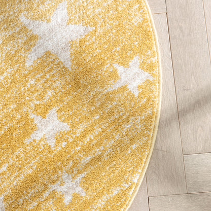 Stars Modern Geometric Yellow Kids Rug