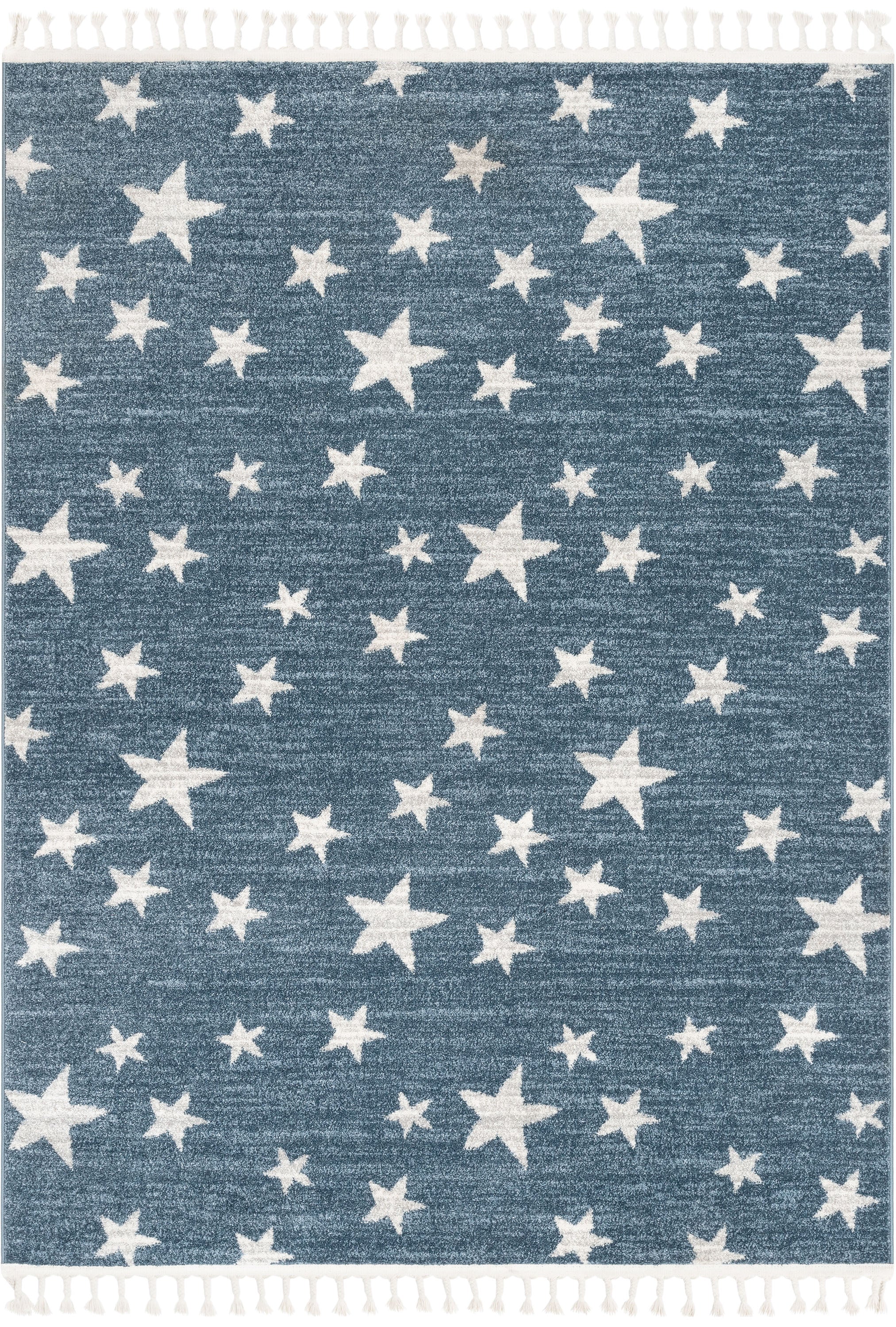 Stars Modern Geometric Blue Kids Rug