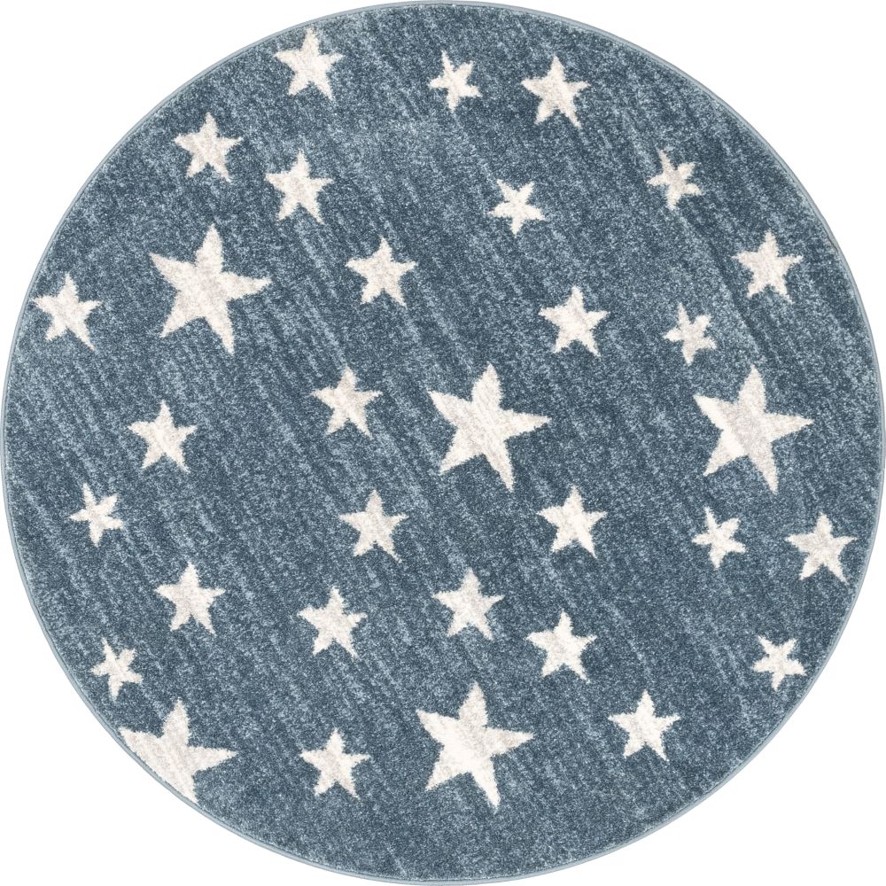 Stars Modern Geometric Blue Kids Rug