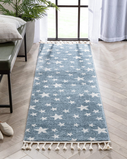 Stars Modern Geometric Blue Kids Rug