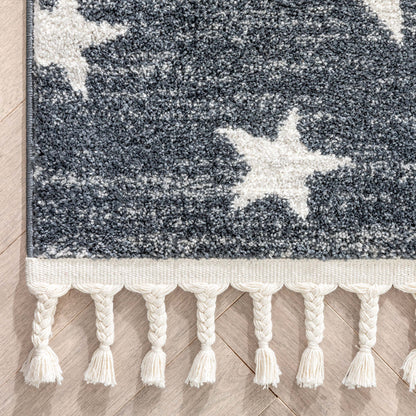 Stars Modern Geometric Grey Kids Rug