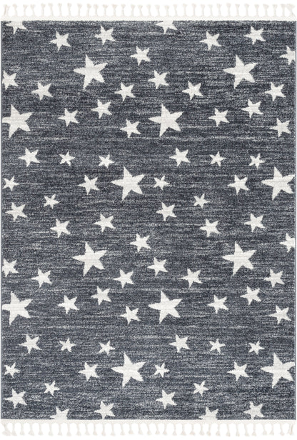 Stars Modern Geometric Grey Kids Rug