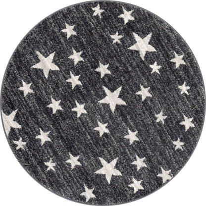 Stars Modern Geometric Grey Kids Rug