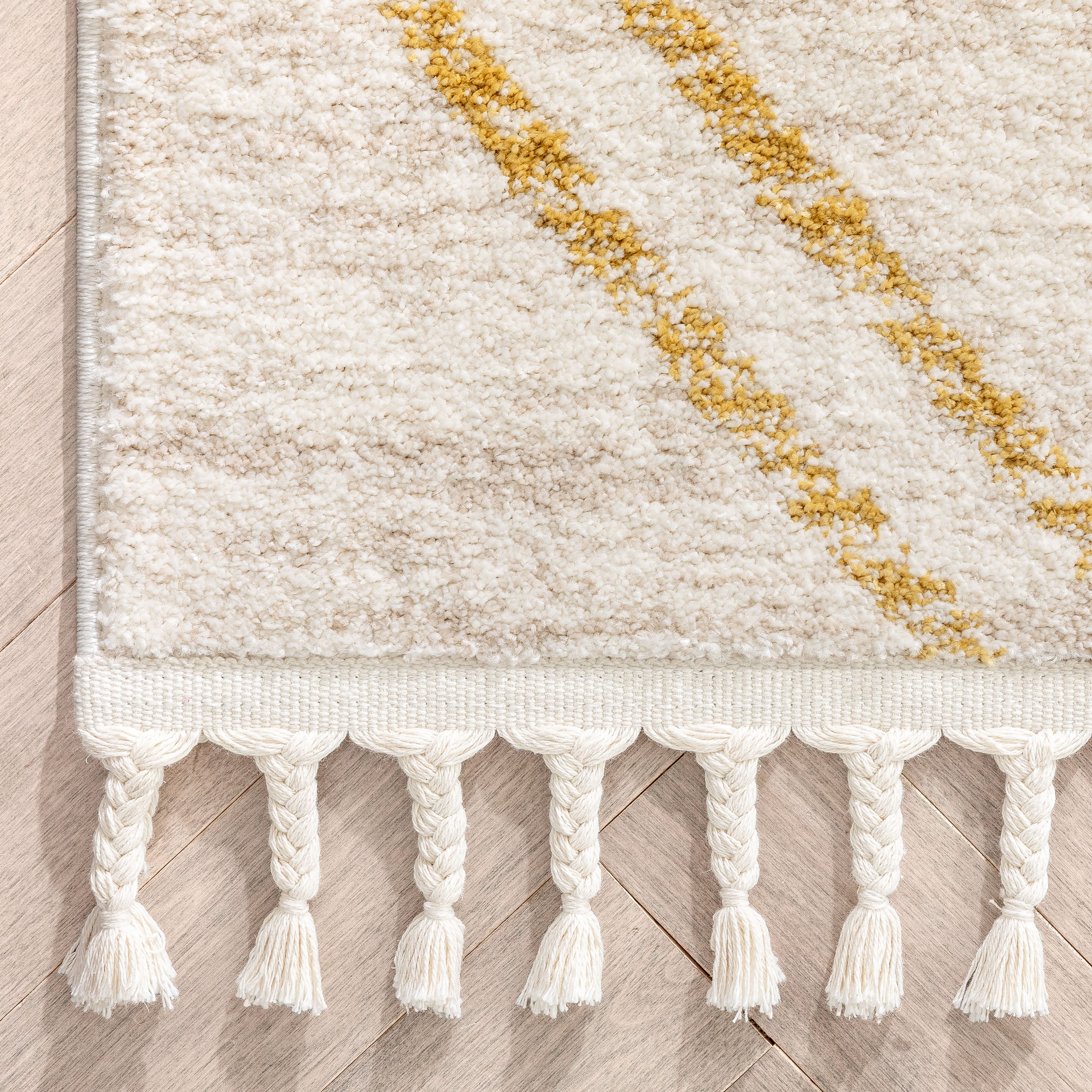 Reeve Modern Chevron Zig-Zag Yellow Ivory Kids Rug