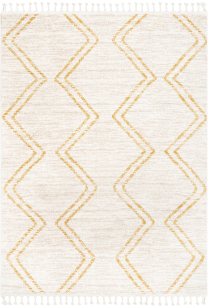 Reeve Modern Chevron Zig-Zag Yellow Ivory Kids Rug