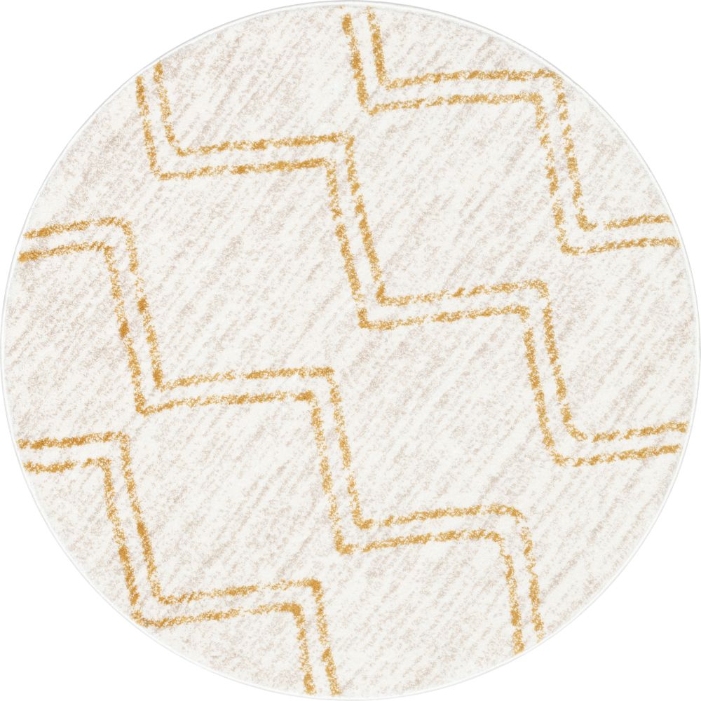 Reeve Modern Chevron Zig-Zag Yellow Ivory Kids Rug