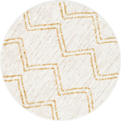 Reeve Modern Chevron Zig-Zag Yellow Ivory Kids Rug