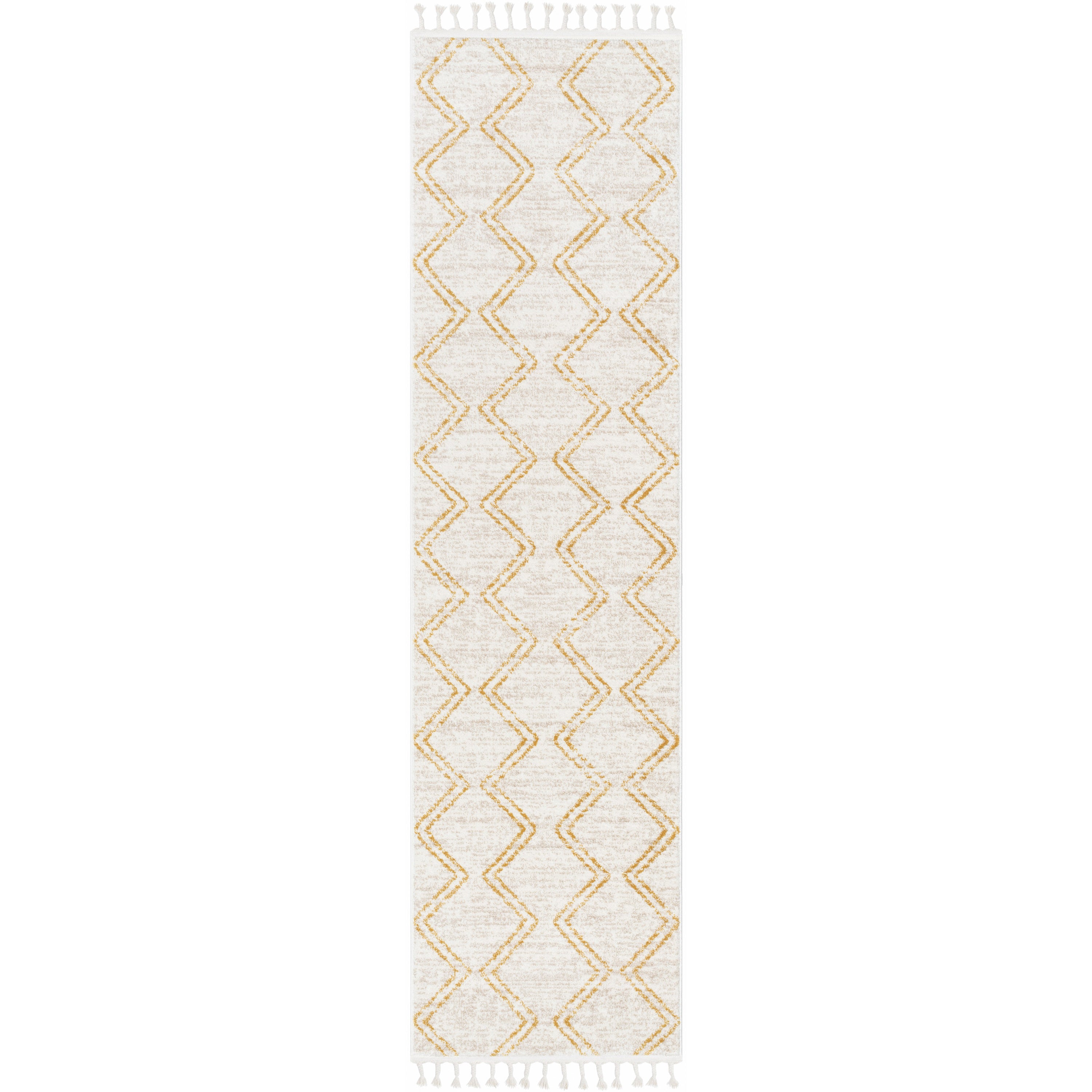 Reeve Modern Chevron Zig-Zag Yellow Ivory Kids Rug