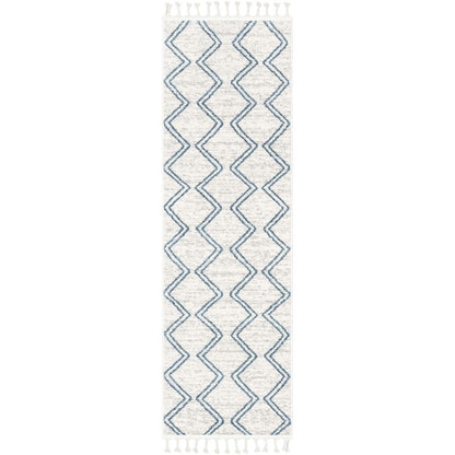 Reeve Modern Chevron Zig-Zag Blue Ivory Kids Rug