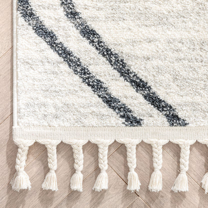 Reeve Modern Chevron Zig-Zag Grey Ivory Kids Rug