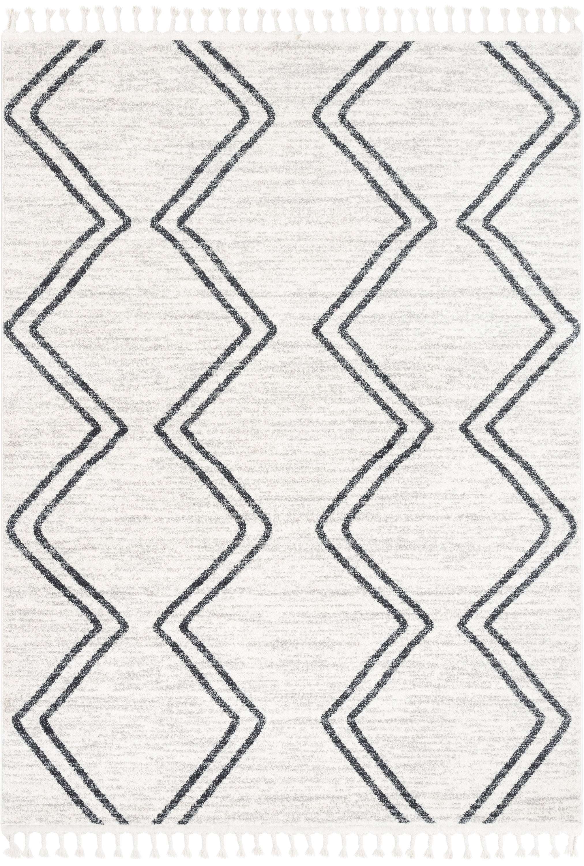 Reeve Modern Chevron Zig-Zag Grey Ivory Kids Rug