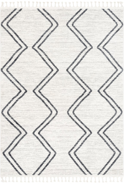 Reeve Modern Chevron Zig-Zag Grey Ivory Kids Rug