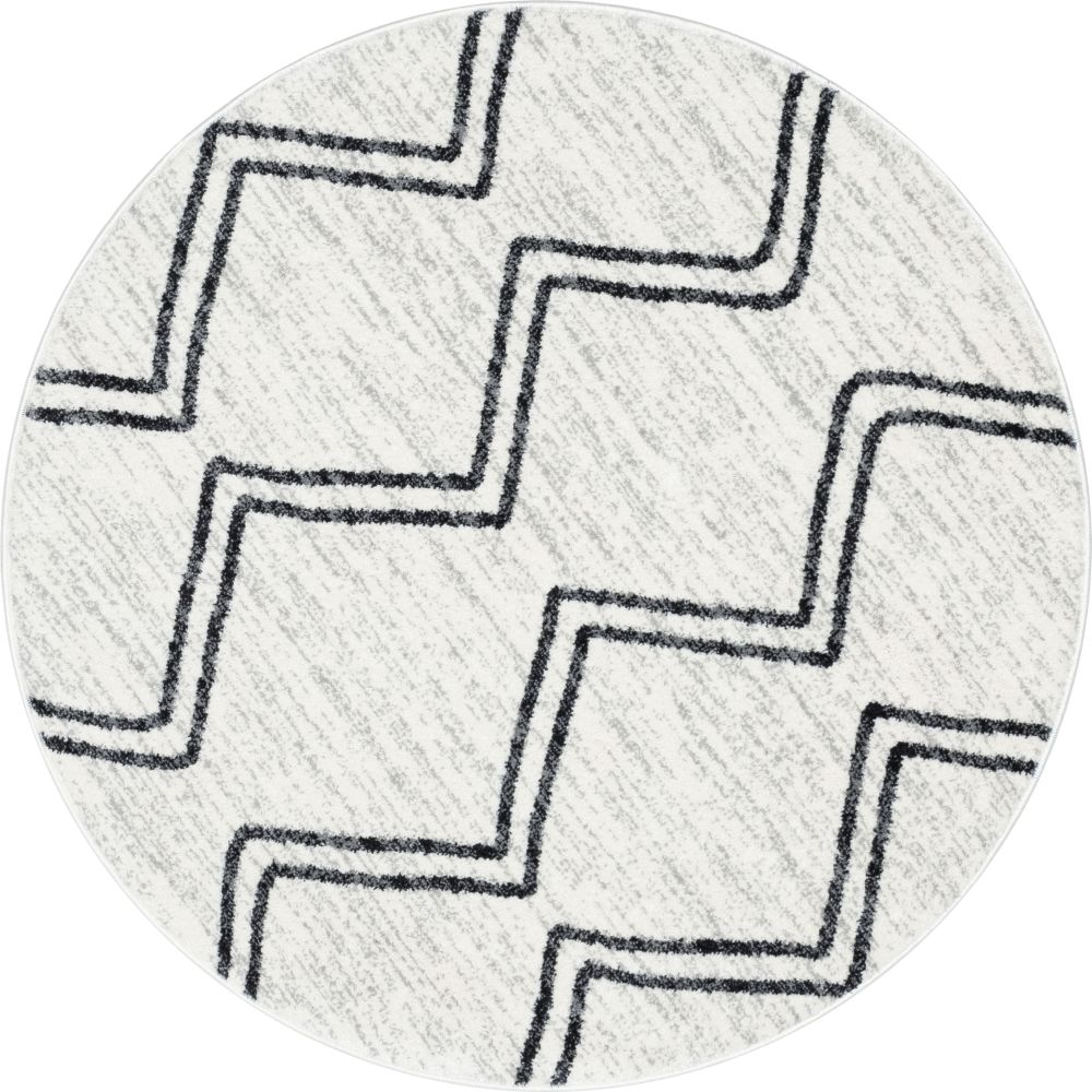 Reeve Modern Chevron Zig-Zag Grey Ivory Kids Rug