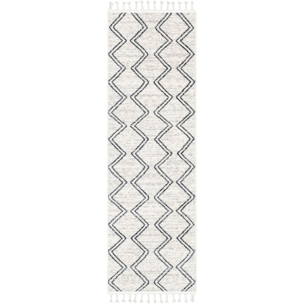 Reeve Modern Chevron Zig-Zag Grey Ivory Kids Rug