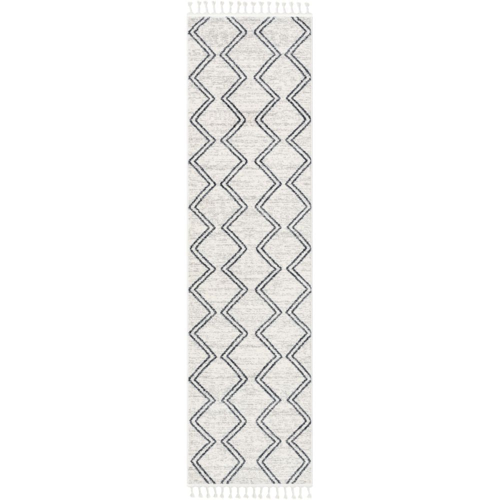 Reeve Modern Chevron Zig-Zag Grey Ivory Kids Rug