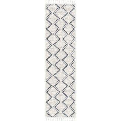 Reeve Modern Chevron Zig-Zag Grey Ivory Kids Rug