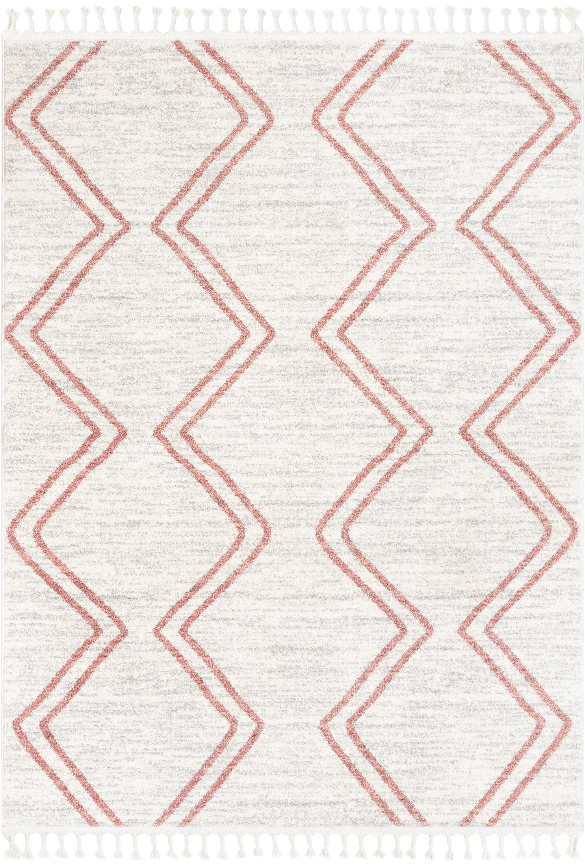 Reeve Modern Chevron Zig-Zag Pink Ivory Kids Rug