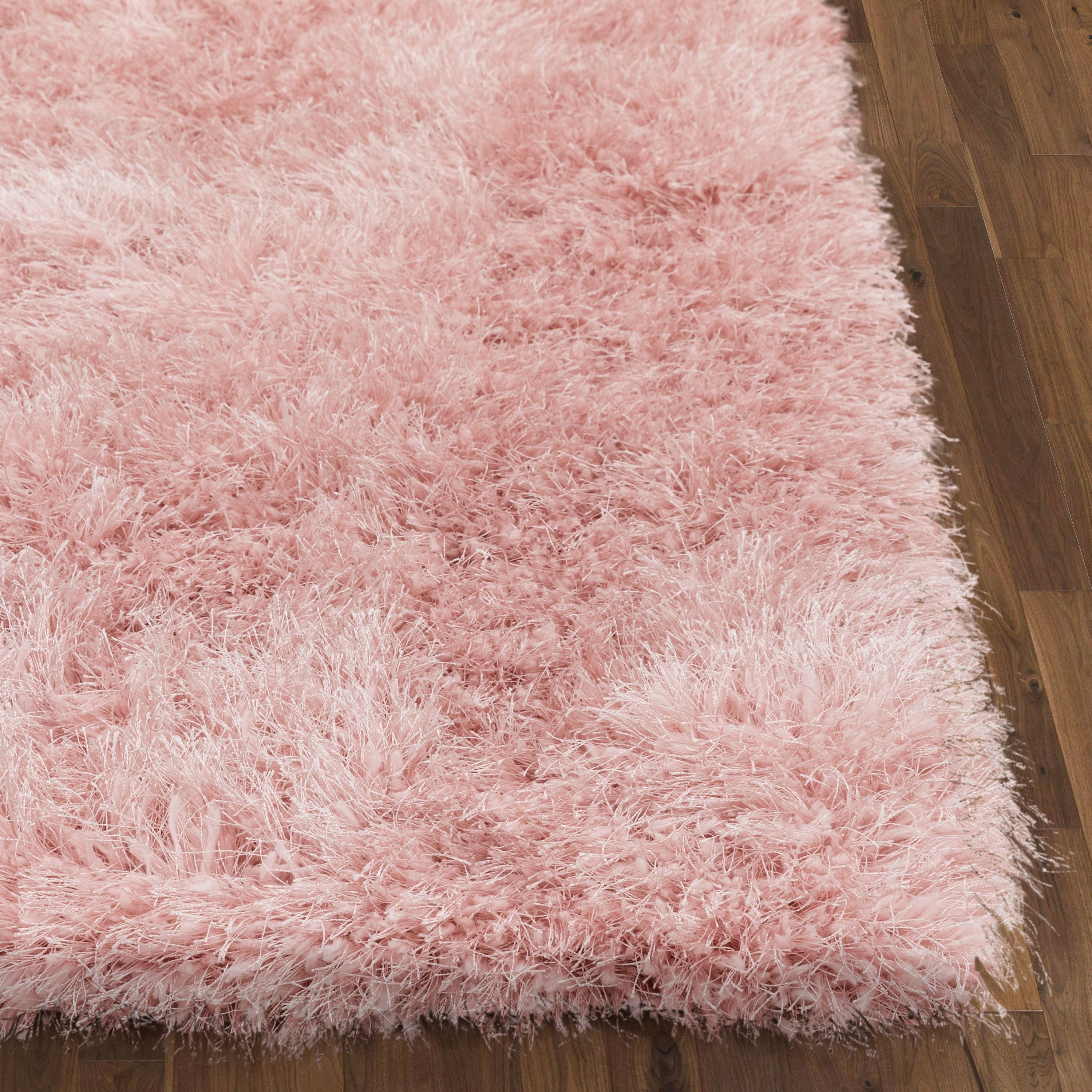 Chie Glam Solid Ultra-Soft Plush Pink Shag Rug