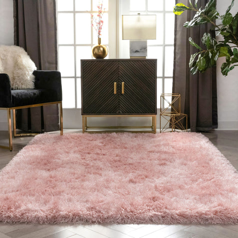 Chie Glam Solid Ultra-Soft Plush Pink Shag Rug