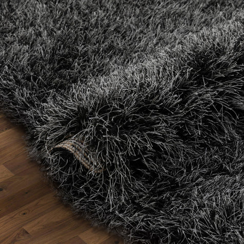 Chie Glam Solid Ultra-Soft Black Shag Rug