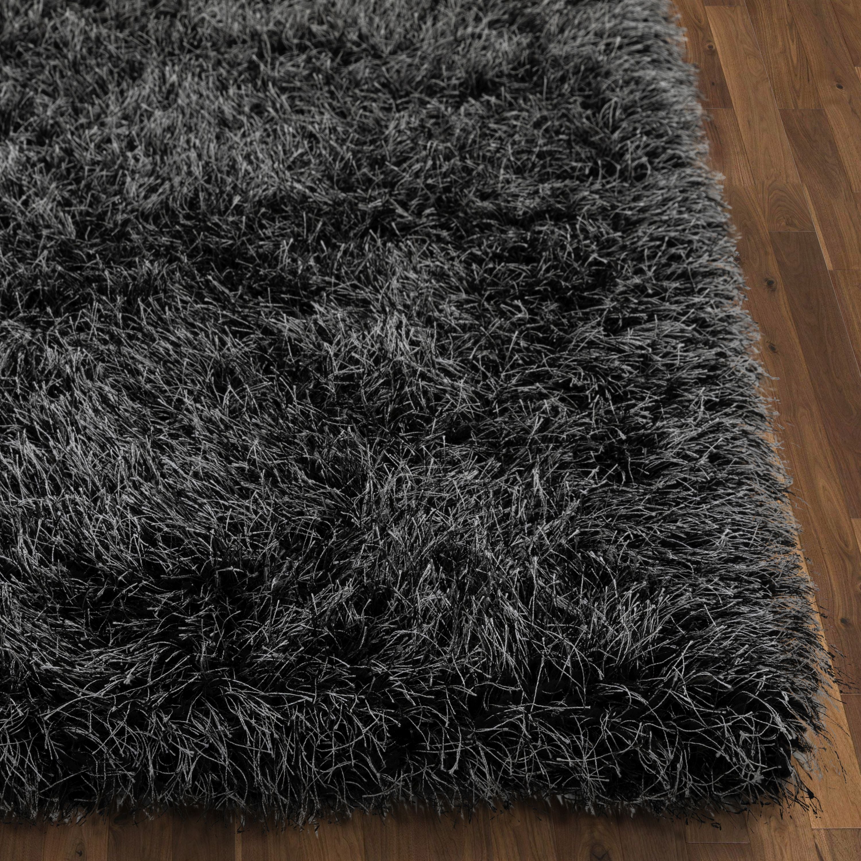 Chie Glam Solid Ultra-Soft Black Shag Rug