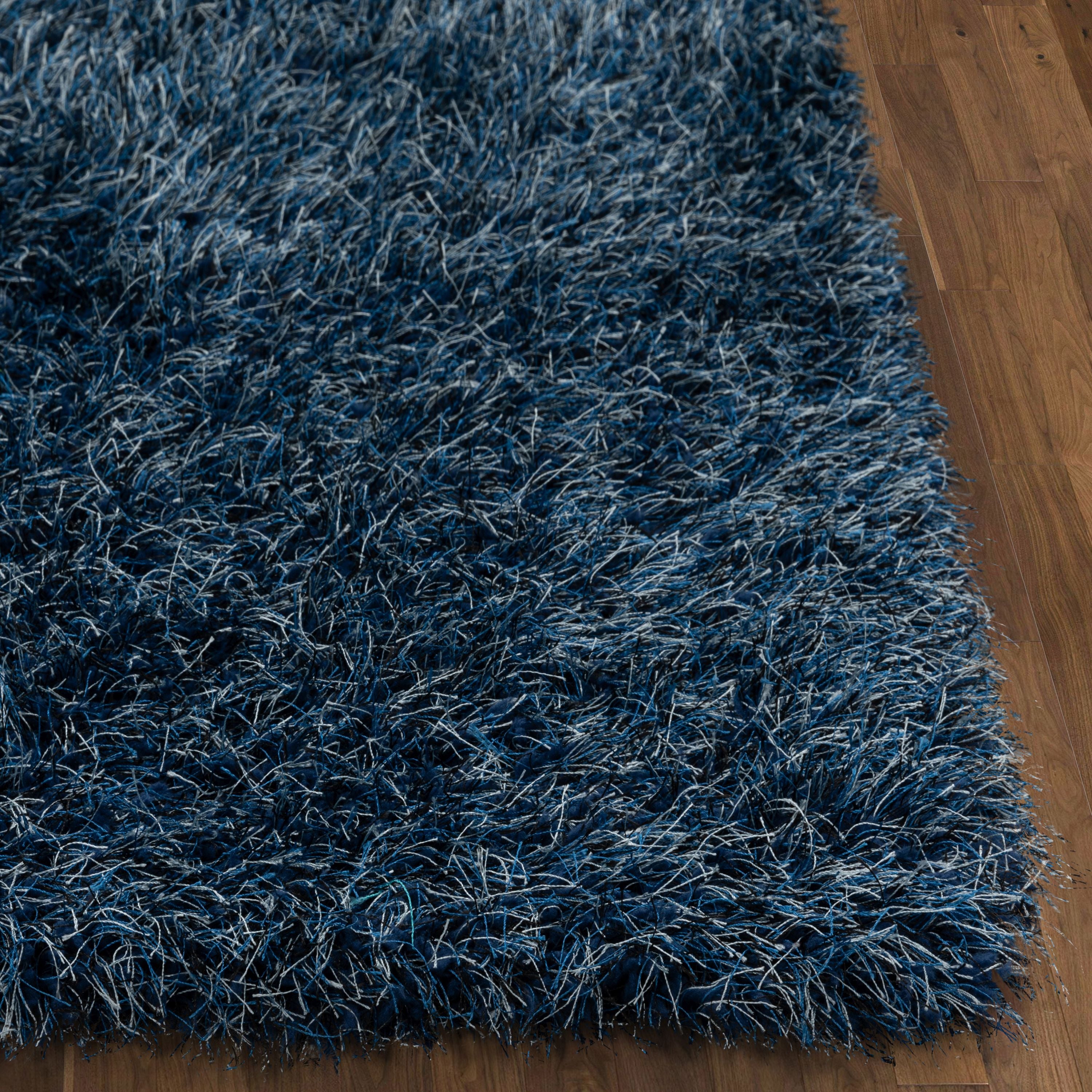 Chie Glam Solid Ultra-Soft Indigo Blue Shag Rug