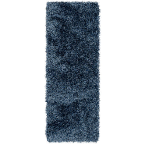 Chie Glam Solid Ultra-Soft Indigo Blue Shag Rug