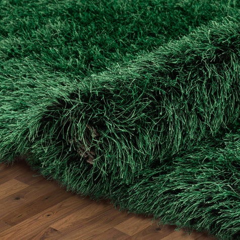 Chie Glam Solid Ultra-Soft Green Shag Rug