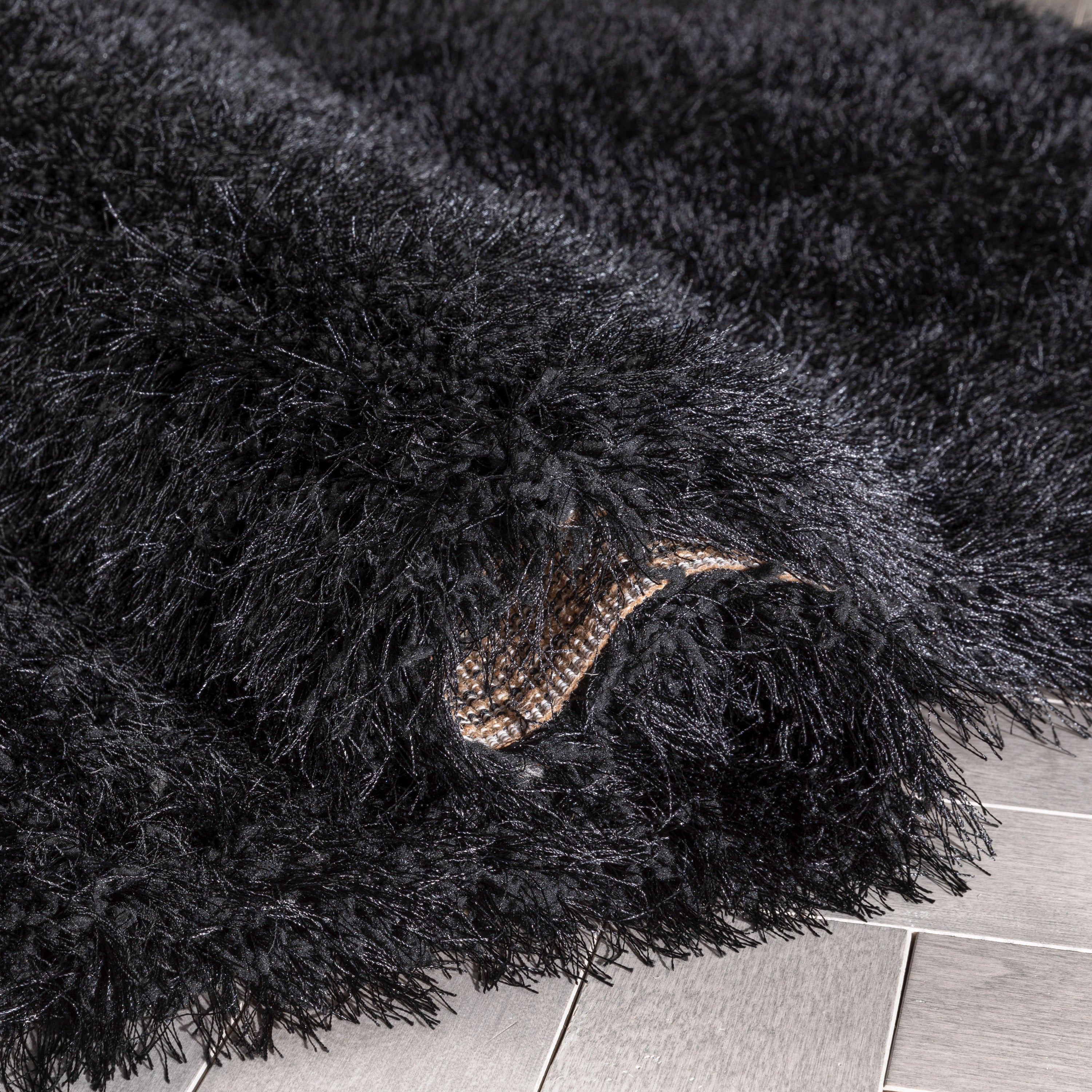 Chie Glam Solid Ultra Soft Dark Grey Shag Rug