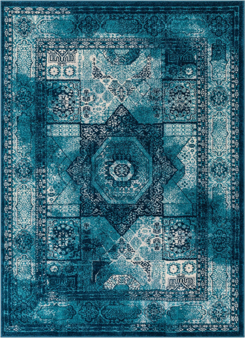 Fiatto Blue Traditional Vintage Rug