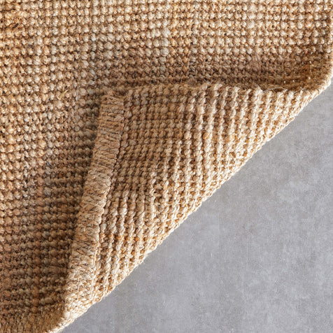 Boucle Hand-Woven Jute Rug Farmhouse Solid Pattern Natural Chunky-Textured Rug