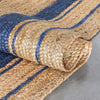 Border Pattern Jute Rug Hand-Braided Basket Weave Jute Rug Blue & Natural Color