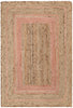 Border Pattern Jute Rug Hand-Braided Basket Weave Jute Rug Blush & Natural Color