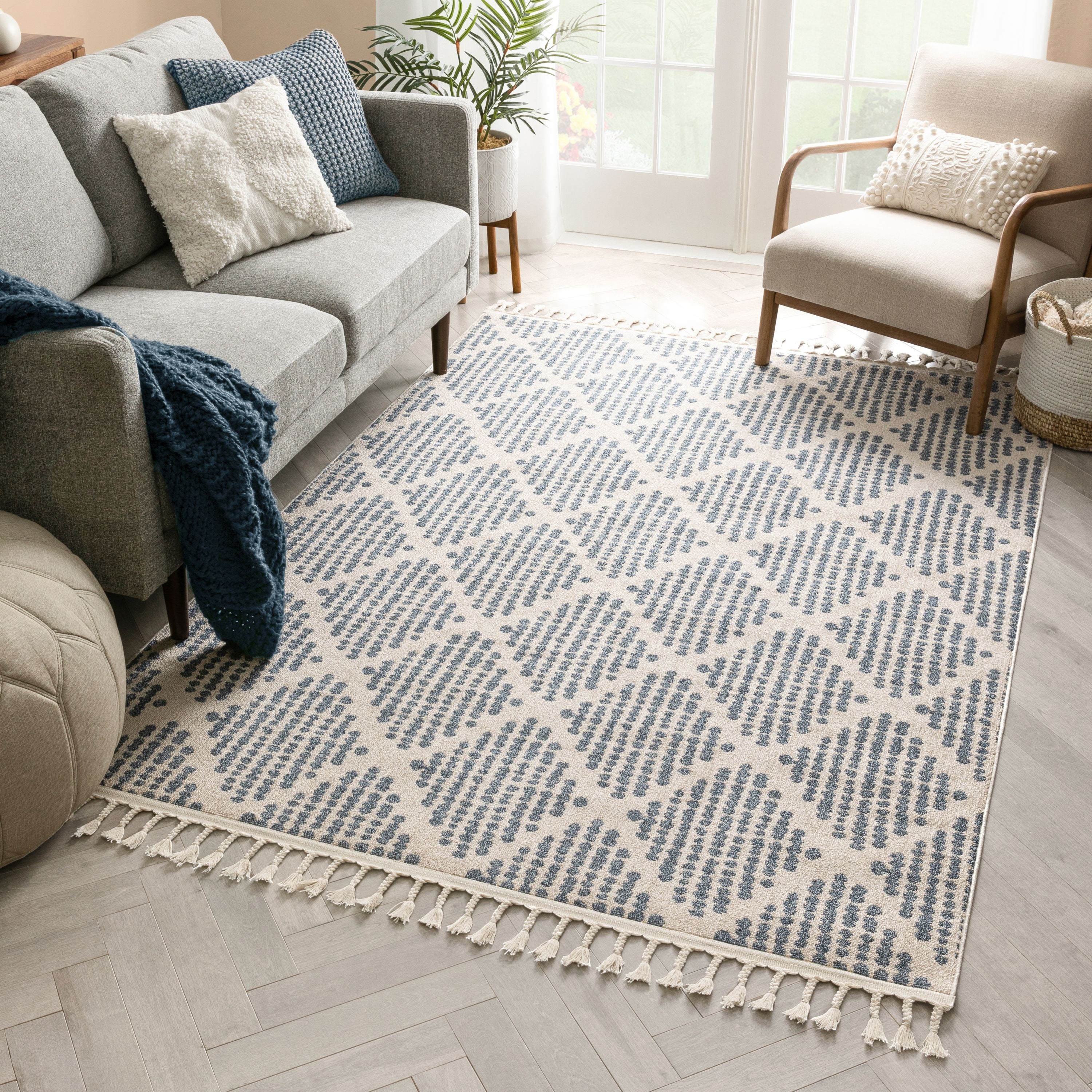 Arbor Moroccan Trellis Light Blue Kilim-Style 5'3" x 7'3" Rug