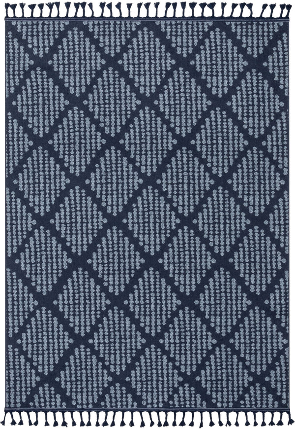 Arbor Moroccan Trellis Dark Blue Kilim-Style Rug
