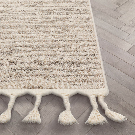 Turin Modern Abstract Striation Beige Kilim-Style Rug