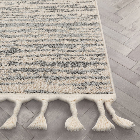 Turin Modern Abstract Striation Grey Kilim-Style Rug