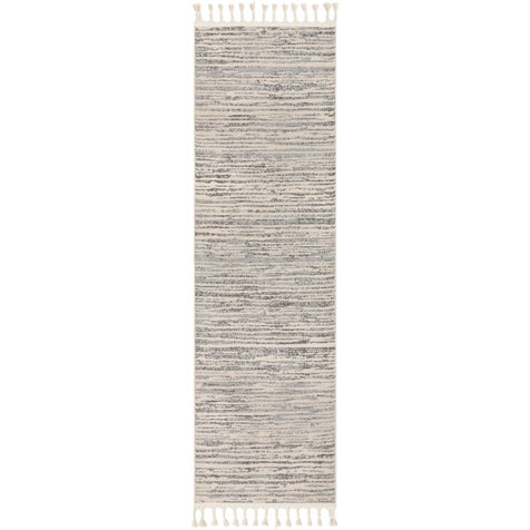 Turin Modern Abstract Striation Grey Kilim-Style Rug