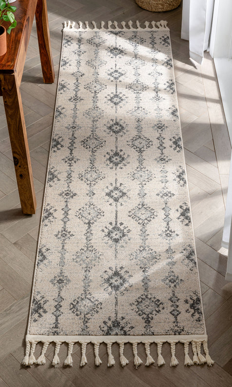 Concetta Moroccan Trellis Grey Kilim-Style Rug