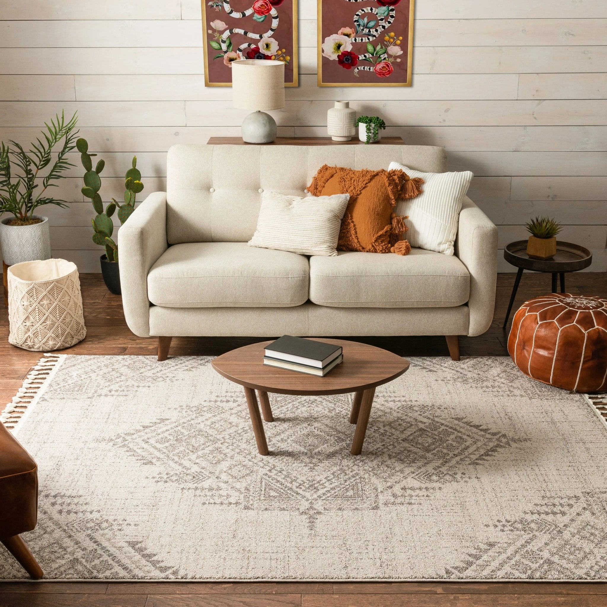 Anette Vintage Distressed Medallion Beige Kilim-Style Rug Well Woven