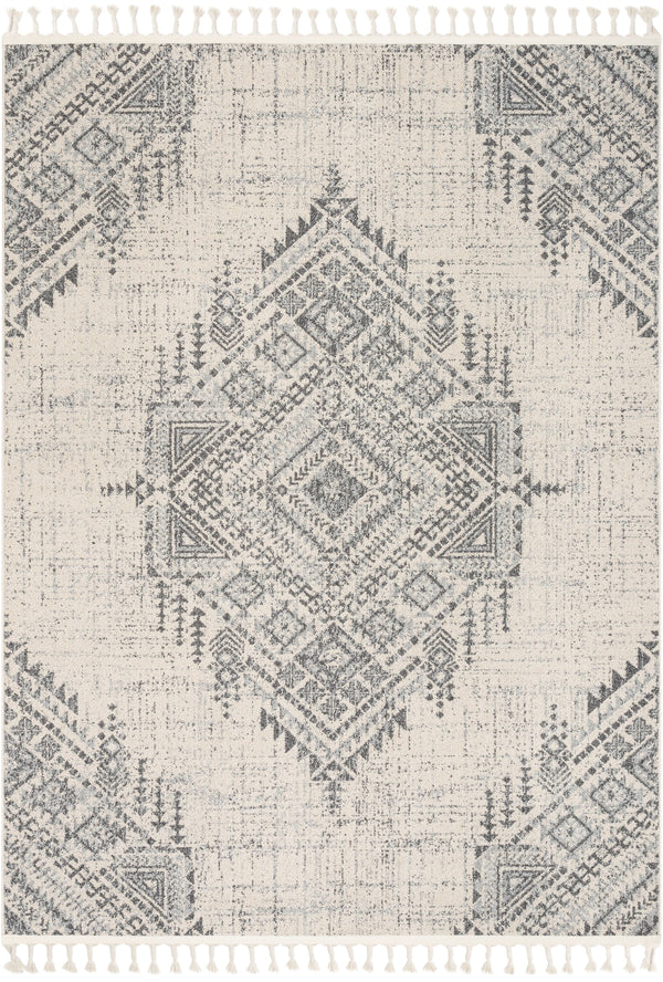 Anette Vintage Distressed Medallion Grey Kilim-Style Rug