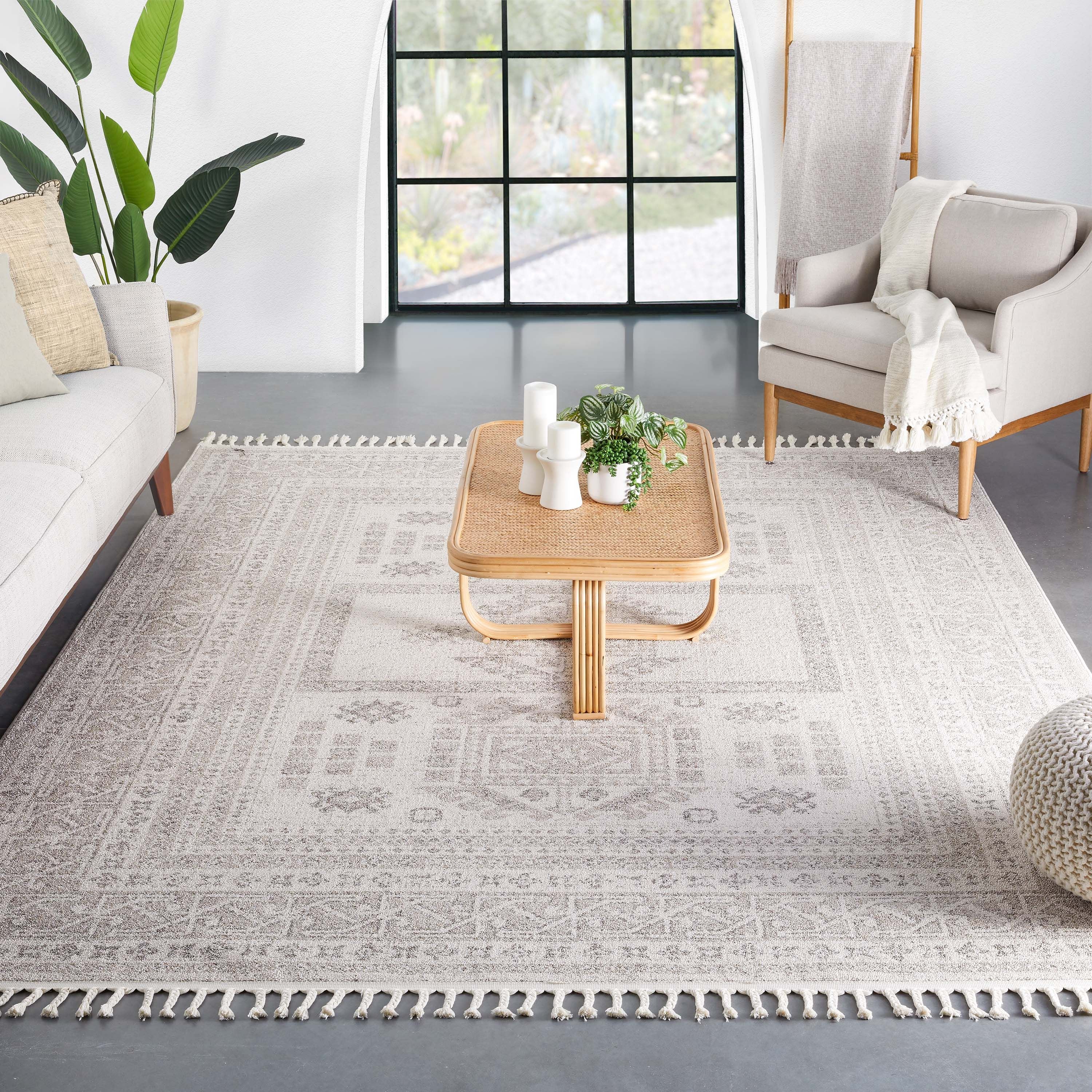 Carina Tribal Medallion Beige Kilim-Style Rug