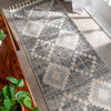 Juliet Tribal Geometric Diamond Pattern Grey Kilim-Style Rug