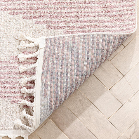 Zipped Tribal Aztec Geometric Blush Kilim-Style Rug