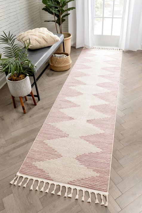 Zipped Tribal Aztec Geometric Blush Kilim-Style Rug