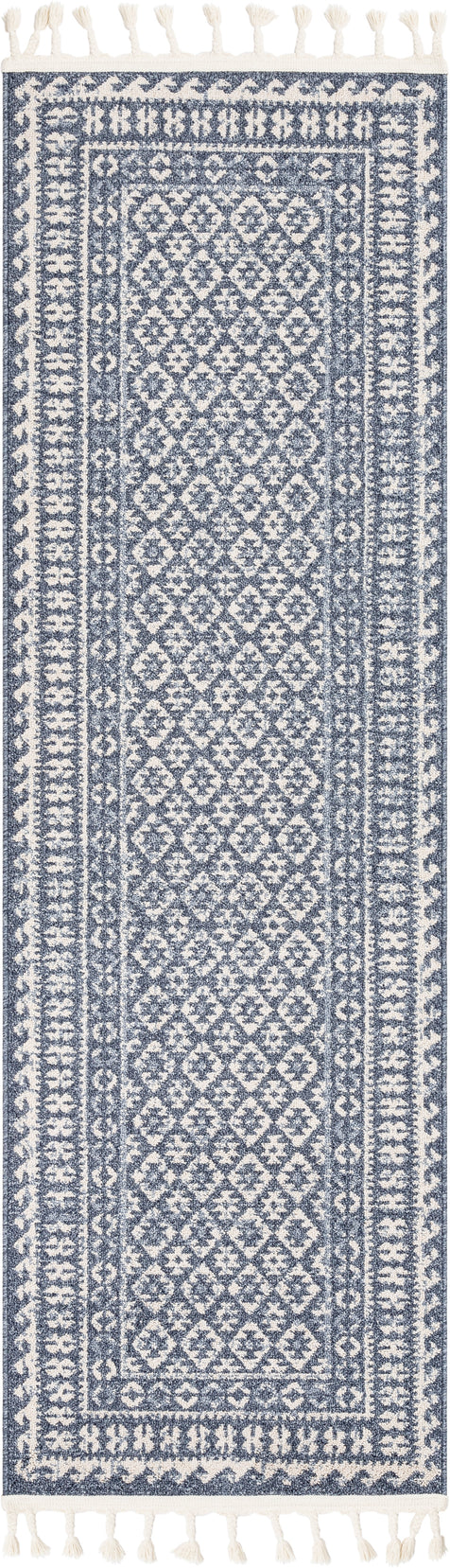 Callista Tribal Trellis Pattern Blue Kilim-Style Rug