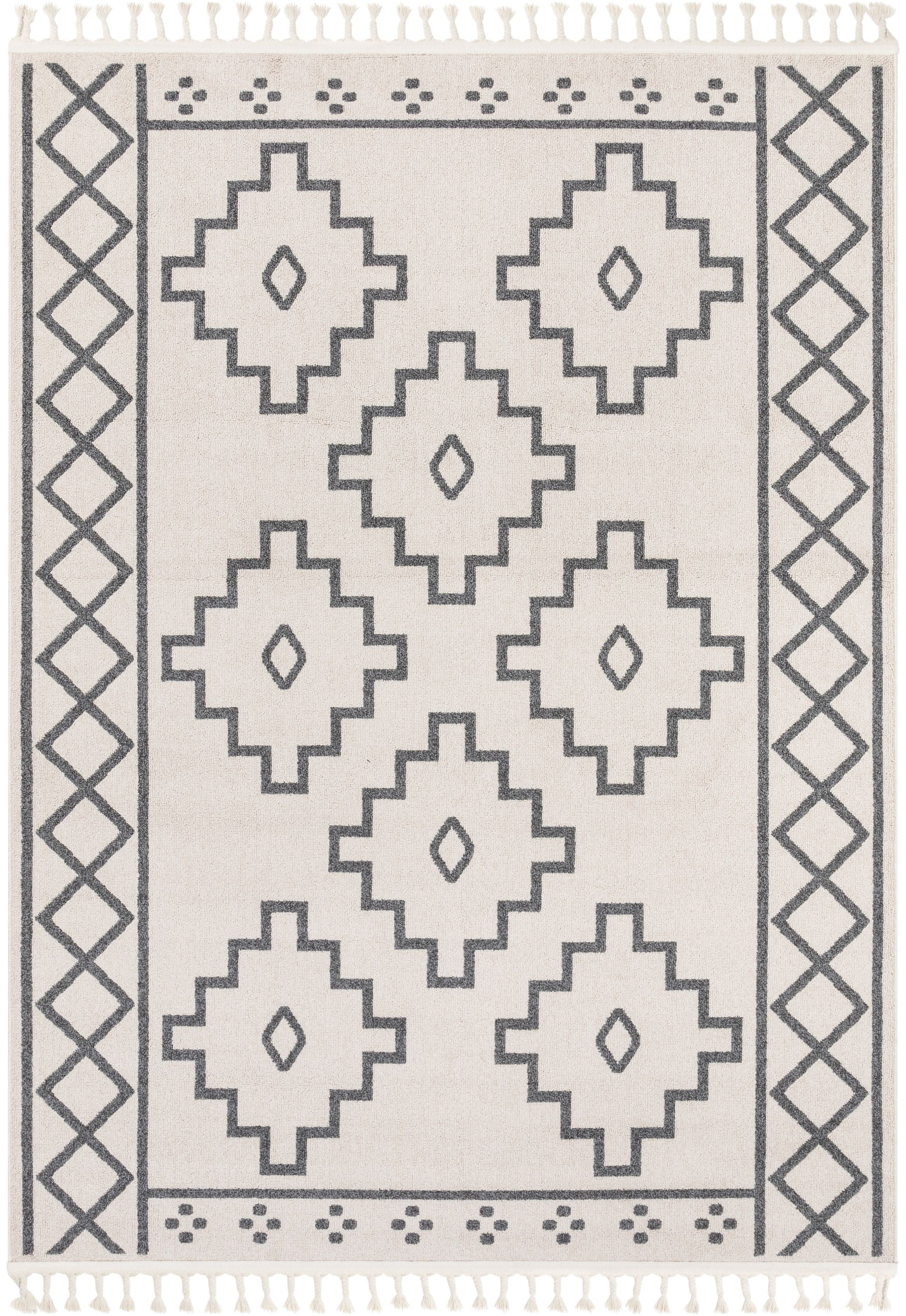 Mica Southwestern Tribal Geometric Ivory Kilim-Style 5'3" x 7'3" Rug