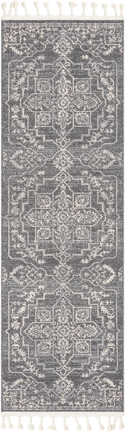 Valentina Oriental Medallion Pattern Grey Kilim-Style Rug