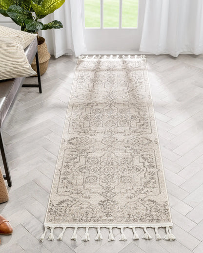 Valentina Oriental Medallion Brown Beige Kilim-Style 5'3" x 7'3" Rug Well Woven