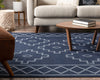 Mica Southwestern Tribal Geometric Dark Blue Kilim-Style Rug